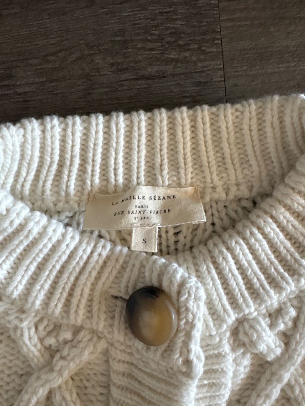 Sezane Sean Cardigan Ecru / Navy - Picture 6 of 7